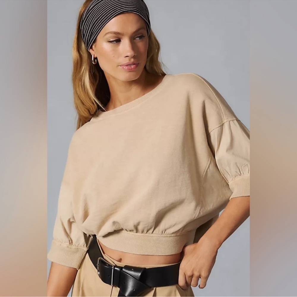 Anthropologie Pilcro Cropped Sweatshirt Top Batwing - Picture 2 of 6